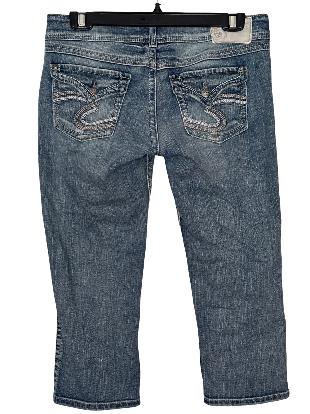 Silver Jeans Co. Denim Capris Flap Pocket Embroidery Medium Wash Size W29